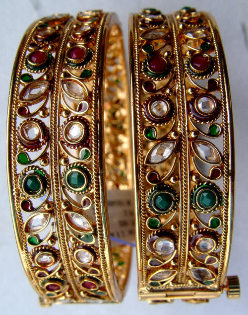 Gold Plated Bangle (Kundan/Meena) 10318