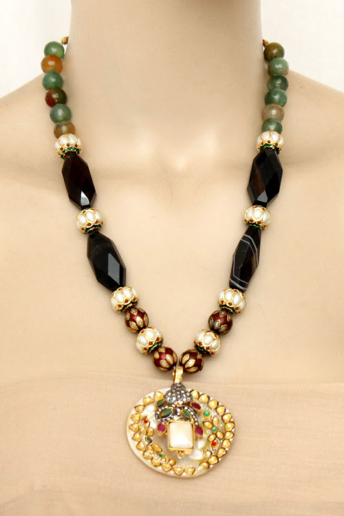 Designer Sea Shell Kantha Necklace Set (Without Earrings) 11193