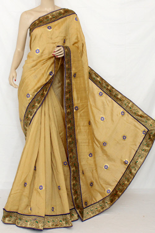 Exclusive Embroidered Saree (With Contrast Blouse) 13295