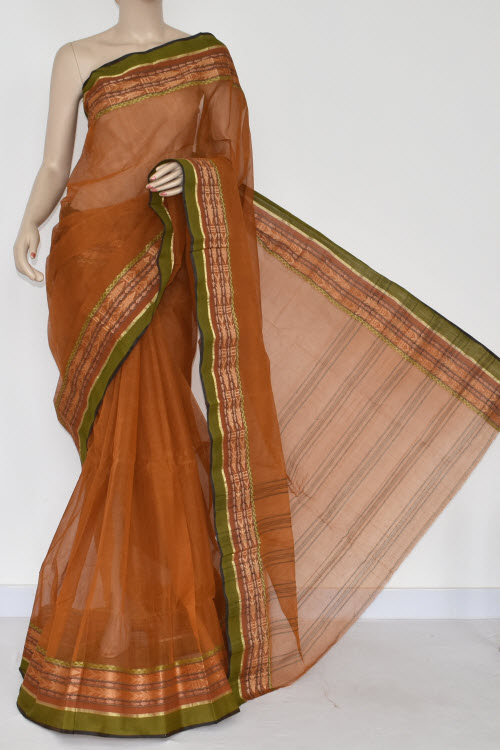 Mustared Handwoven Bengal Tant Cotton Saree (Without Blouse) 17358