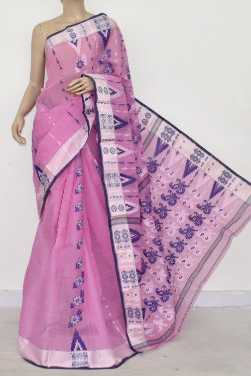 Light Pink Handwoven Bengal Tant Cotton Saree (Without Blouse) 14153