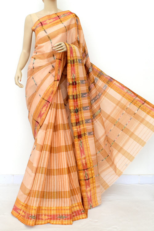 Fawn Handloom Bengal Tant Cotton Saree (Without Blouse) Kotki Border 17260