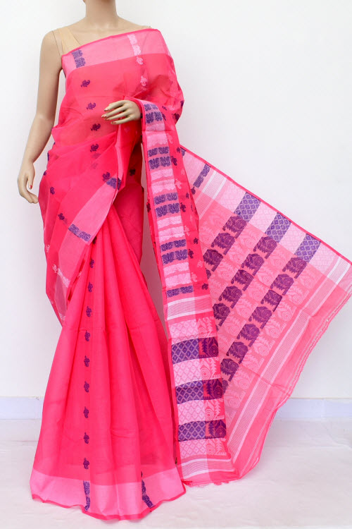 Peach Handwoven Bengal Tant Cotton Saree (Without Blouse) 16981