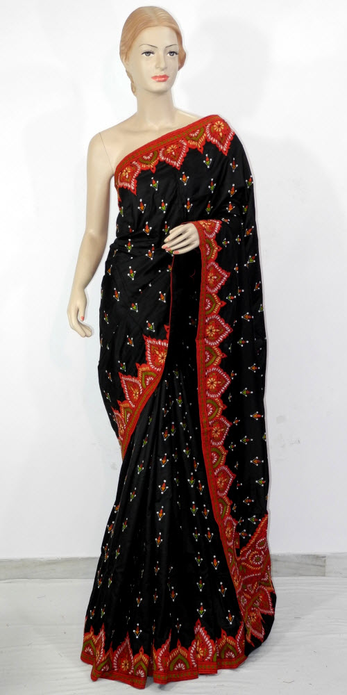 Embroidered Dupion Silk Saree 11648